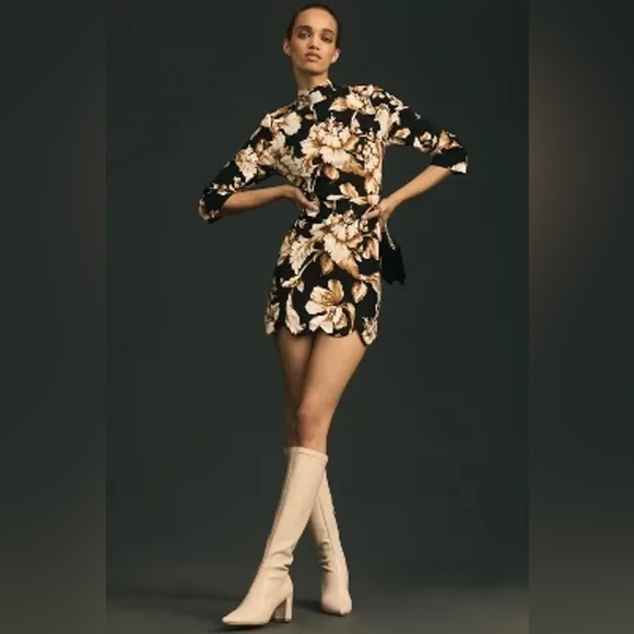 Maeve Anthropologie Mock Neck Stretch Shift Mini Dress Size 14 NWOT - Picture 5 of 9